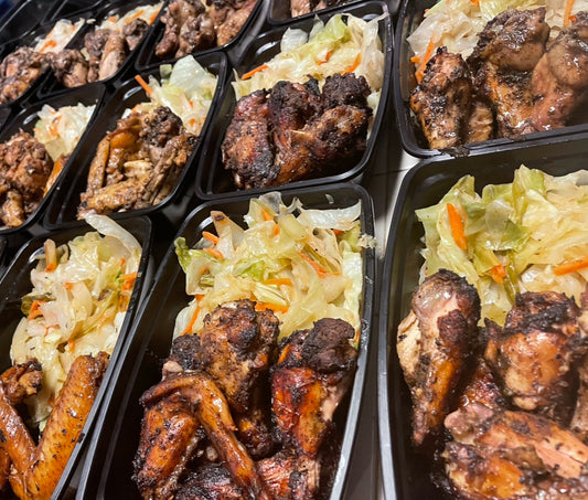 Jerk Chicken Wings w/ Smoked Cabbage (449 calories)
